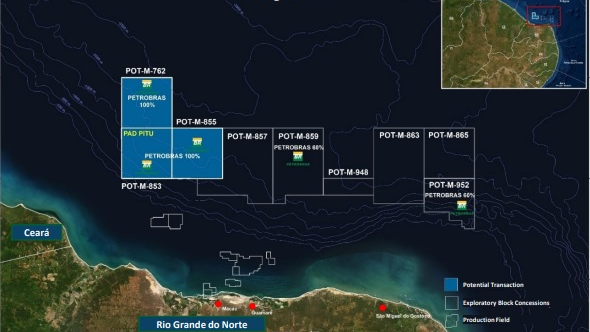 The Petrobras concessions are located in the Equatorial Margin in the deepwater Potiguar Basin.