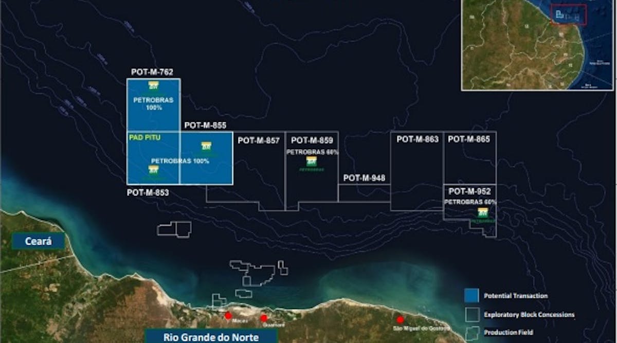 The Petrobras concessions are located in the Equatorial Margin in the deepwater Potiguar Basin.