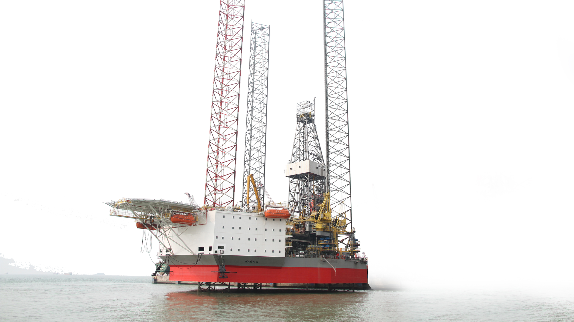 NAGA 6 is a three-legged jackup drilling rig designed by GustoMSC.