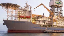 The Noble Gerry de Souza drillship operates under the Liberia flag. The Noble Gerry de Souza drillship operates under the Liberia flag.