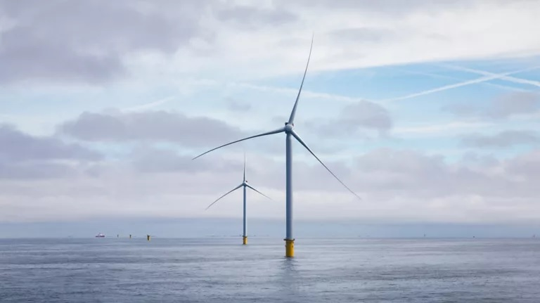 Already completed wind turbines of the wind farm Hollandse Kust Zuid