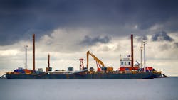 Construction takes place on the offshore section of the Nord stream-2 gas pipeline on the bottom of the Baltic sea. Construction takes place on the offshore section of the Nord stream-2 gas pipeline on the bottom of the Baltic sea.