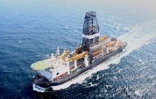 The Diamond Offshore drillship Ocean BlackHornet will drill a well to a depth of about 26,700 ft. The Diamond Offshore drillship Ocean BlackHornet will drill a well to a depth of about 26,700 ft.