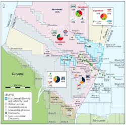 The map details the location of Eco&rsquo;s exploration licenses offshore Guyana.