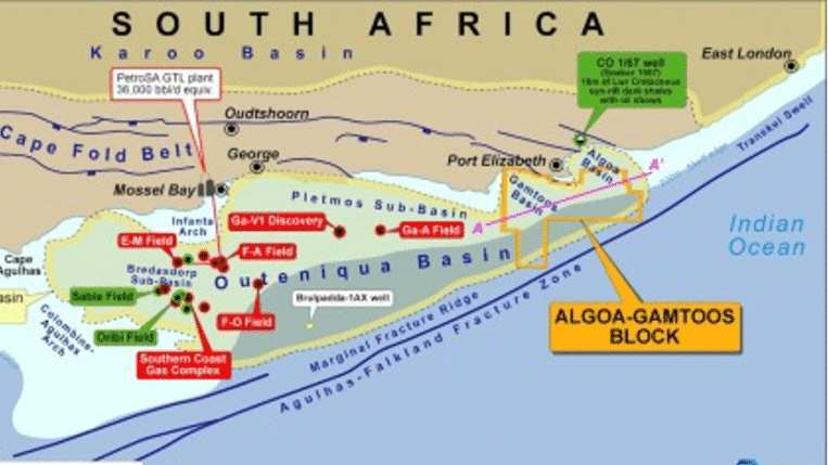 This map displays the Algoa-Gamtoos license in the Outeniqua Basin.