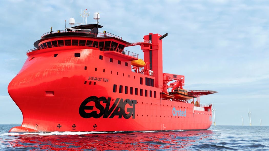 Esvagt&rsquo;s newbuild green-fueled SOV will have five Vestdavit davit systems installed onboard.