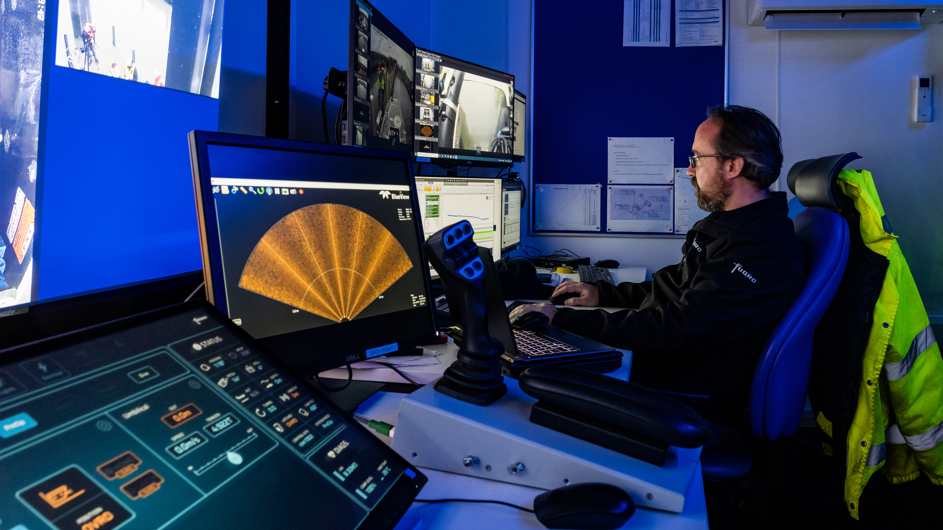 Fugro's Blue Essence uncrewed surface vessel is controlled from an ROC.