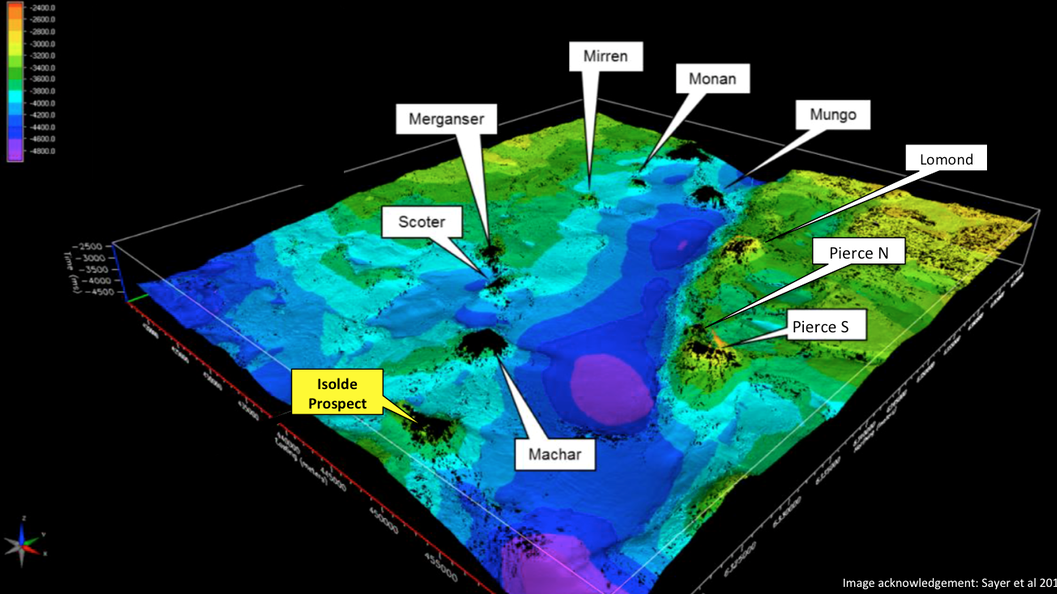 The Isolde prospect is surrounded by large oil and gas fields in the target Chalk Group and Palaeocene sandstone reservoirs.