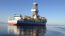 Maersk Voyager is a high-spec ultradeepwater drillship, which is mobilizing for a drilling campaign offshore Suriname with Shell. Maersk Voyager is a high-spec ultradeepwater drillship, which is mobilizing for a drilling campaign offshore Suriname with Shell.