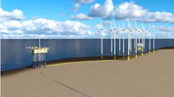 Visualization of the N05-A platform and the connection to the Riffgat wind park