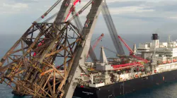 Allseas' Pioneering Spirit heavy-lift vessel will remove all four platform topsides and three steel supporting jackets as single units.