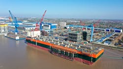 The floating production, storage and offloading vessel for the Greater Tortue Ahmeyim project (GTA) is being constructed at the COSCO yard.