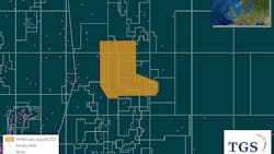The map displays the NOAKA Ocean Bottom Node seismic coverage acquired by TGS during 2022. The map displays the NOAKA Ocean Bottom Node seismic coverage acquired by TGS during 2022.