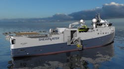The dual ROV vessel, under Shearwater ownership and management, is expected to be available to clients early in second-quarter 2023 following a conversion of the SW Tasman multipurpose vessel (pictured). The dual ROV vessel, under Shearwater ownership and management, is expected to be available to clients early in second-quarter 2023 following a conversion of the SW Tasman multipurpose vessel (pictured).