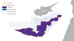 This map depicts the PGS data library coverage for Cyprus and location of recent Cronos-1 well in Block 6. This map depicts the PGS data library coverage for Cyprus and location of recent Cronos-1 well in Block 6.