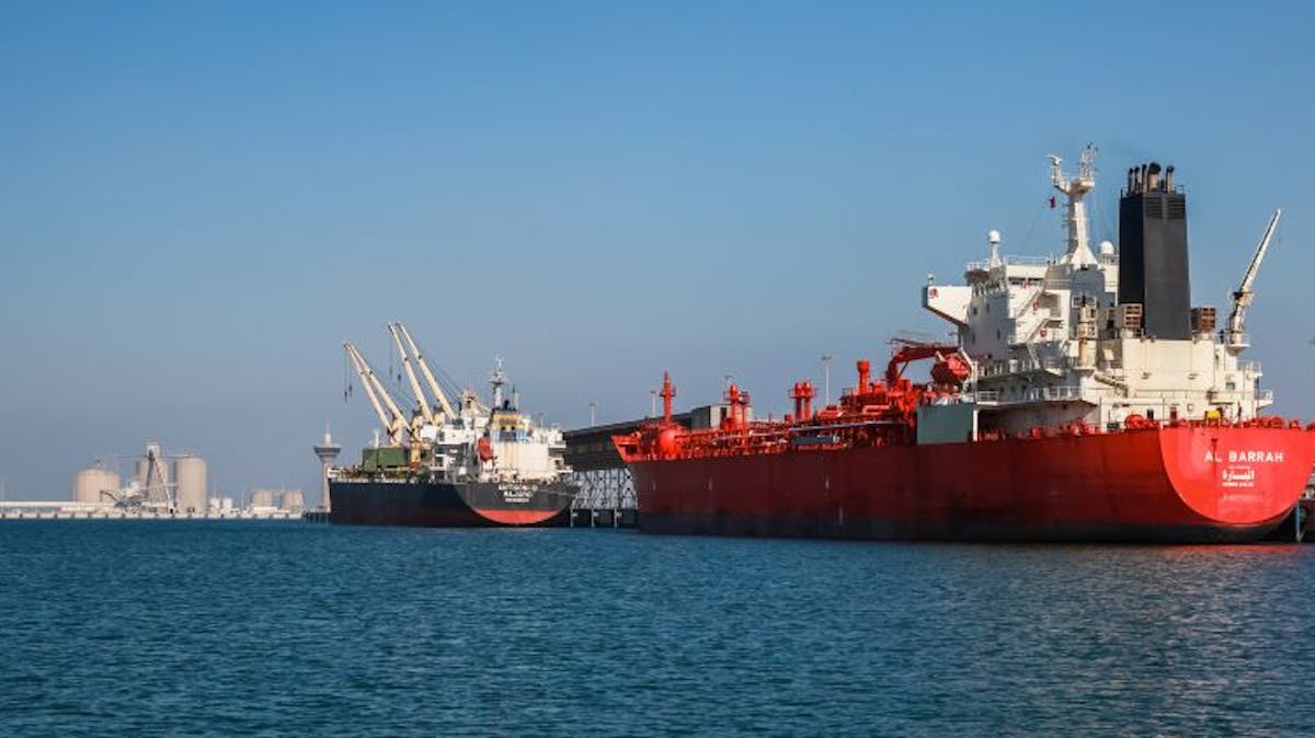 An LPG tanker loads in the port of Ras Al Khair, Saudi Arabia.