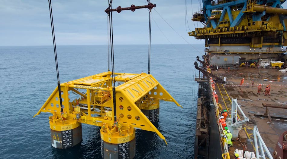 An &angst;sgard subsea installation is pictured. The Mikkel Field is situated 35 km south of the &angst;sgard deposit Midgard.