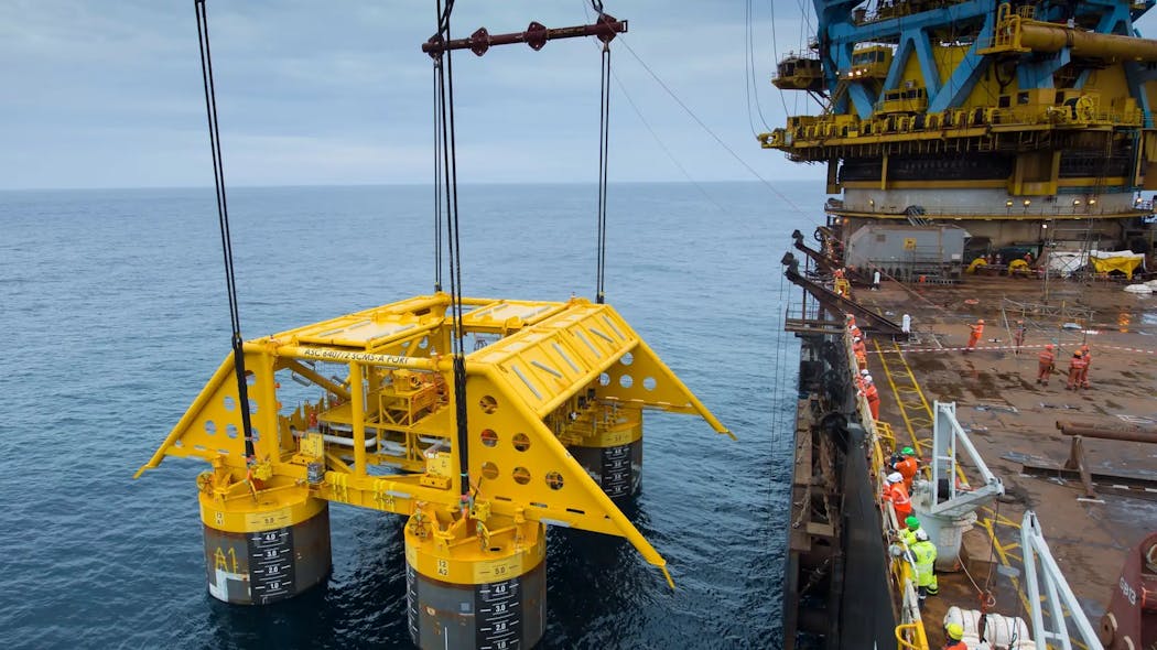 An &angst;sgard subsea installation is pictured. The Mikkel Field is situated 35 km south of the &angst;sgard deposit Midgard.