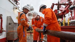 Fugro engineers retrieve core samples that will be processed and laboratory tested to understand subsurface soil conditions. Fugro engineers retrieve core samples that will be processed and laboratory tested to understand subsurface soil conditions.
