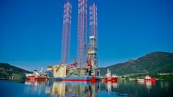 The Noble Intrepid jackup rig was built by Keppel Fels Shipyard Singapore and operates under the Singapore flag. The Noble Intrepid jackup rig was built by Keppel Fels Shipyard Singapore and operates under the Singapore flag.