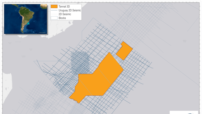 Tannat 3D PSDM Repro, comprising 25,000 sq km of data, will cover blocks offered in the active Uruguay Licensing Round.