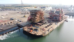 Able Seaton Port took delivery this August of three platforms removed by Heerema from the Murdoch field in the southern North Sea. Able Seaton Port took delivery this August of three platforms removed by Heerema from the Murdoch field in the southern North Sea.