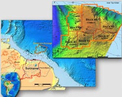 The blocks in the Demerara acreage cover 43,956 sq km of mostly unexplored area. The blocks in the Demerara acreage cover 43,956 sq km of mostly unexplored area.