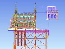 Installation of future module on gas compression platform.