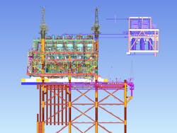 Installation of future module on gas compression platform. Installation of future module on gas compression platform.