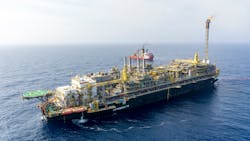 The first chartered platform (leased from MODEC) will operate on the giant Búzios Field in the presalt Santos Basin under production via the P-74, P-75 (pictured), P-76 and P-77. Operations will begin in 2023. The first chartered platform (leased from MODEC) will operate on the giant Búzios Field in the presalt Santos Basin under production via the P-74, P-75 (pictured), P-76 and P-77. Operations will begin in 2023.