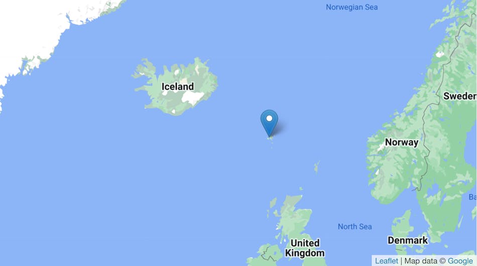 Map showing location of Faroe Islands