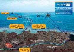 The illustration depicts Equus gas to North West Shelf and Pluto LNG plants. The Equus Gas Project is development-ready with more than $1.8 billion invested since 2007 in exploration, appraisal and engineering studies. The illustration depicts Equus gas to North West Shelf and Pluto LNG plants. The Equus Gas Project is development-ready with more than $1.8 billion invested since 2007 in exploration, appraisal and engineering studies.