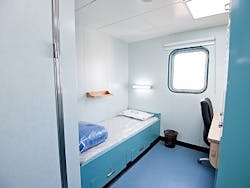 A British contractor has been arrested after allegedly beating his roommate of Scottish origin to death on an oil rig offshore Qatar on Monday. The dead man’s body on the offshore facility was wrapped in a bed sheet and hidden in a bathroom after he was allegedly hit by his co-worker, reports said. Pictured is a room on the Seafox Burj jackup. A British contractor has been arrested after allegedly beating his roommate of Scottish origin to death on an oil rig offshore Qatar on Monday. The dead man’s body on the offshore facility was wrapped in a bed sheet and hidden in a bathroom after he was allegedly hit by his co-worker, reports said. Pictured is a room on the Seafox Burj jackup.