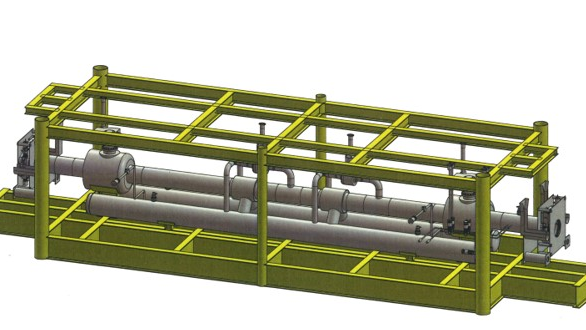 Fluids removed from gas in the main pipeline are held briefly in drop-out vessels alongside before continuing through a parallel, smaller-diameter pipeline.