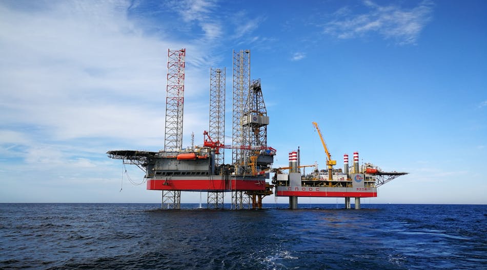 Jackup drilling platform in the Bohai Sea