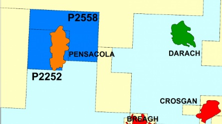P2252 is a 28th round license located to the northwest of the Breagh gas field and contains the Pensacola prospect.