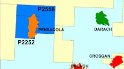 P2252 is a 28th round license located to the northwest of the Breagh gas field and contains the Pensacola prospect.