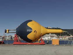 CorPower Ocean&rsquo;s C4 WEC was prepped for deployment at the Agu&ccedil;adoura site in northern Portugal in December.
