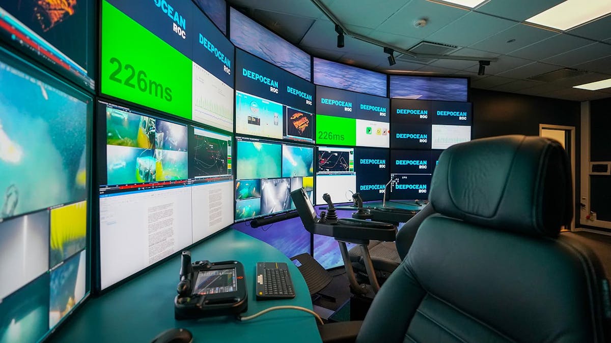 The DeepOcean remote operations center allows the company to operate ROVs located at offshore vessels from its multiple control rooms at Haugesund, Norway.