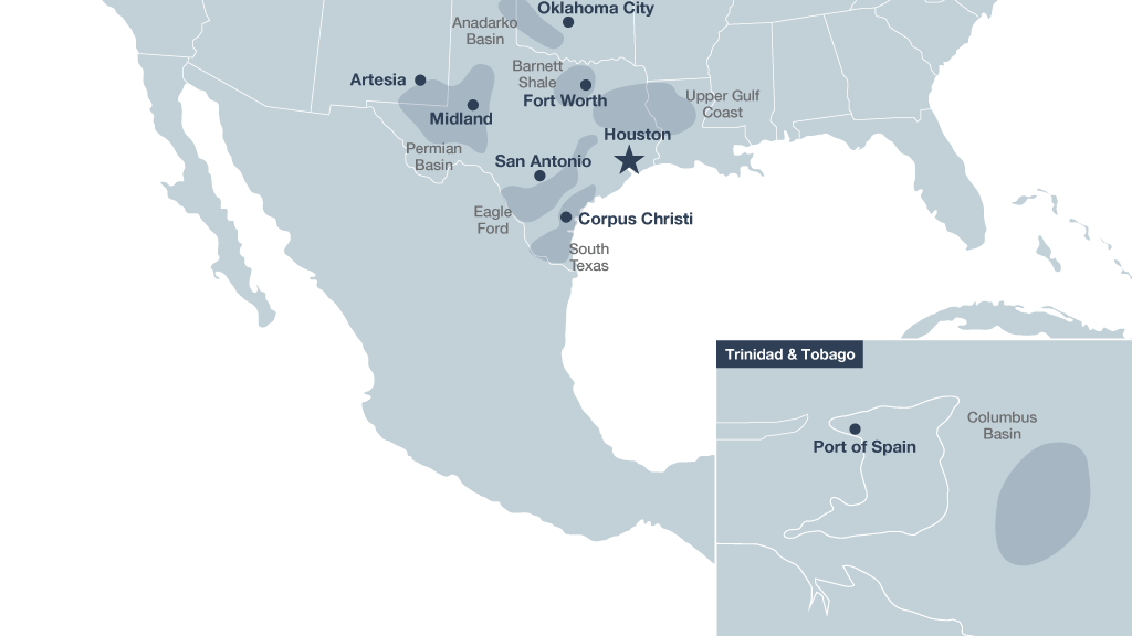 EOG's areas of operation
