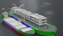 H2Carrier says the P2XFloater is the world’s first floating production unit for producing green ammonia at an industrial scale. H2Carrier says the P2XFloater is the world’s first floating production unit for producing green ammonia at an industrial scale.