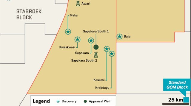 The orange highlighted area represents Block 53, where APA announced its first exploration discovery at the Baja well in third-quarter 2022.