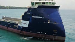 Topaz Endurance features low fuel consumption, reduced environmental footprint and 60-man accommodation. Topaz Endurance features low fuel consumption, reduced environmental footprint and 60-man accommodation.