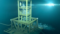 Artist impression of the FASTsubseaX multi-phase pumping system. Artist impression of the FASTsubseaX multi-phase pumping system.