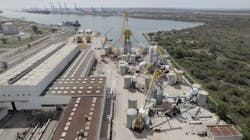 Assembly of components for the Provence Grand Large floating offshore wind project at Fos sur Mer. Assembly of components for the Provence Grand Large floating offshore wind project at Fos sur Mer.