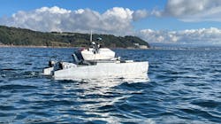 The HydroSurv REAV-28 USV at Cawsand Bay, Cornwall, UK. The HydroSurv REAV-28 USV at Cawsand Bay, Cornwall, UK.
