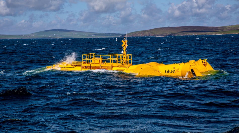Mocean Energy&apos;s Blue X in operation at EMEC Scapa Flow wave energy test site
