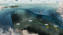 This illustration depicts the Greater Laggan Area (GLA) subsea infrastructure toward the Shetland Gas Plant (SGP). The GLA includes four producing gas-condensate fields: Laggan, Tormore, Edradour and Glenlivet. All four fields have been developed as subsea tiebacks to the SGP. This illustration depicts the Greater Laggan Area (GLA) subsea infrastructure toward the Shetland Gas Plant (SGP). The GLA includes four producing gas-condensate fields: Laggan, Tormore, Edradour and Glenlivet. All four fields have been developed as subsea tiebacks to the SGP.