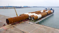 Mammoet is handling the offshore wind components. Mammoet is handling the offshore wind components.