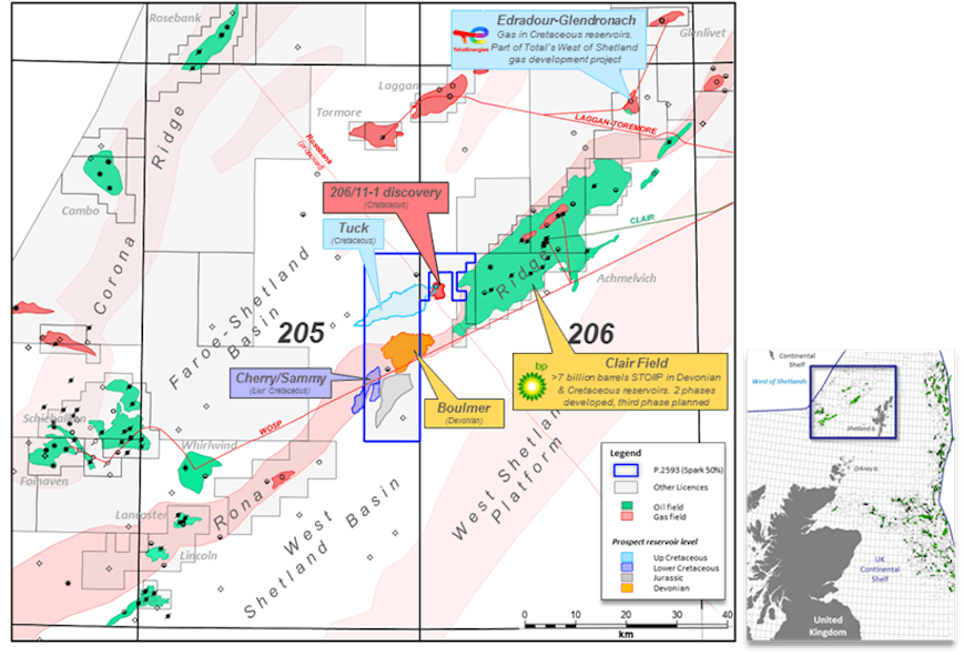 Map of the acreage position in the West of Shetlands